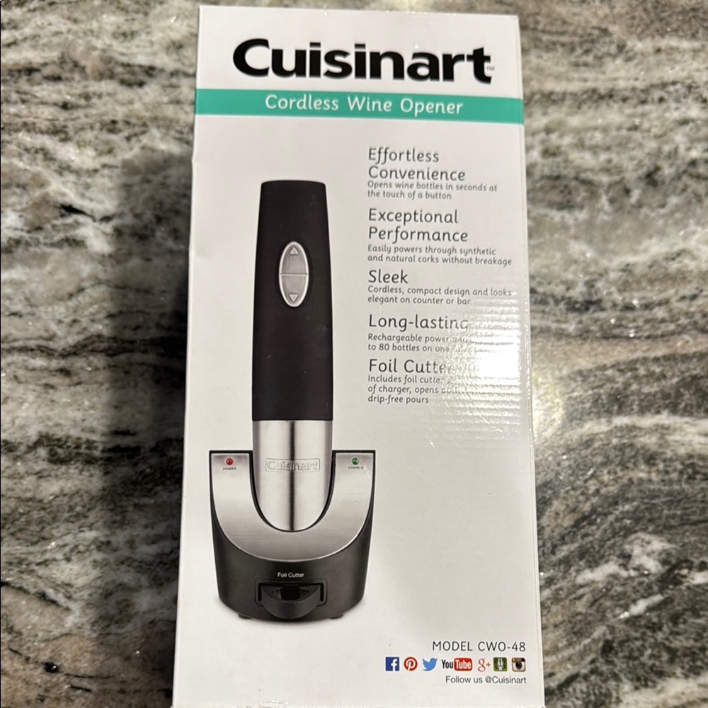 Cuisinart Cordless Wine Opener - Black and Silver